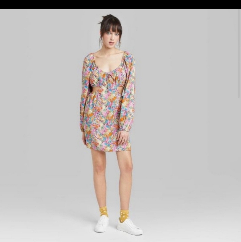Wild Fable Pink Floral Cut Out Dress - Picture 3 of 6